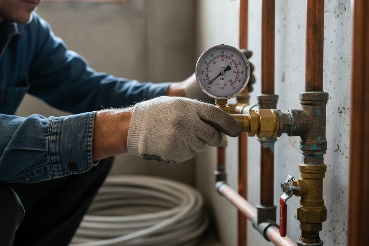 Pressure testing a repaired line during Water Line Repair in Oregon